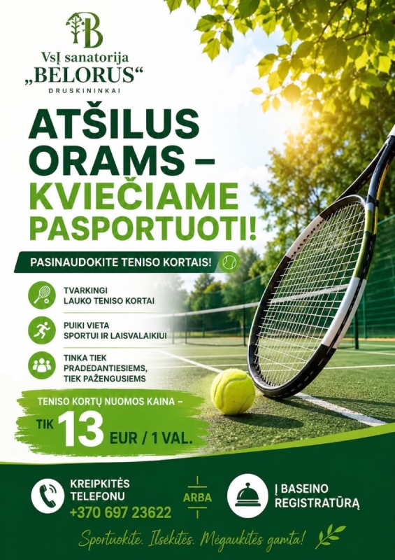 Atšilus orams - siūlome mėgautis žaidimu Druskininkų teniso kortuose ! 🎾🌿